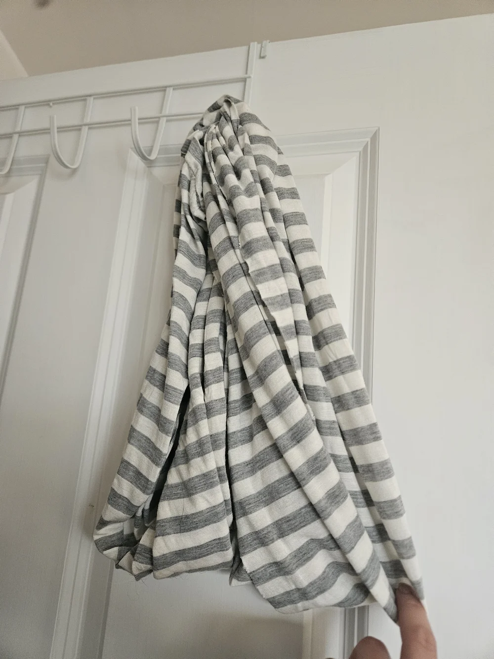 Gray & White Striped Infinity Scarf